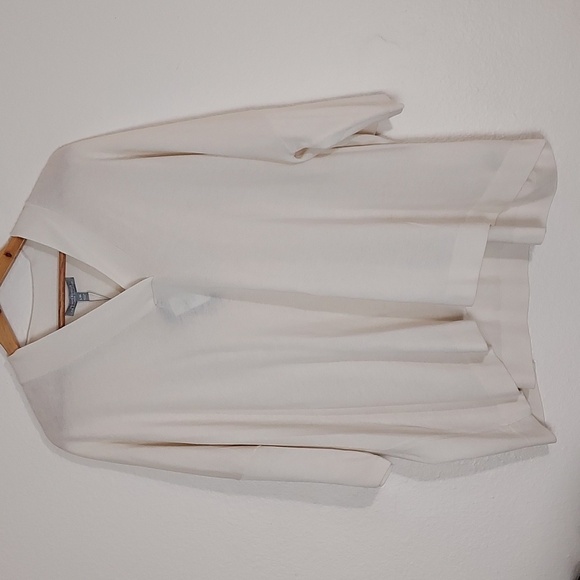 NEW Neiman Marcus Cashmere Sweater Oversized V-Neck White Cream L-XL - Picture 1 of 16